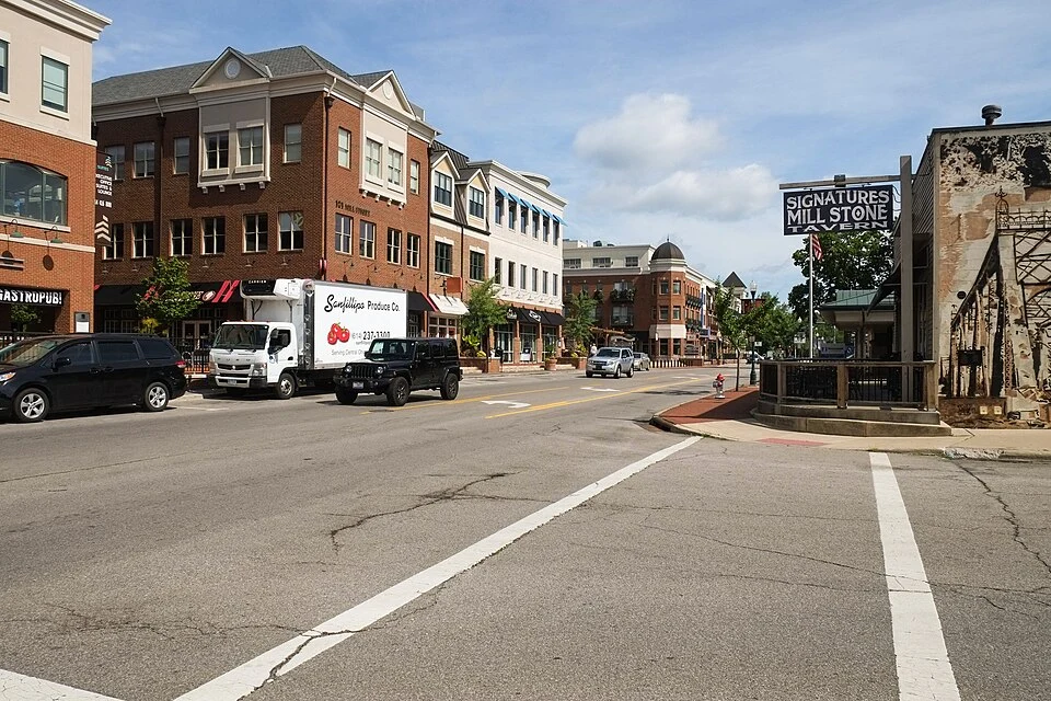 Downtown Gahanna, OH streetscape, a local service area for Zion Windows