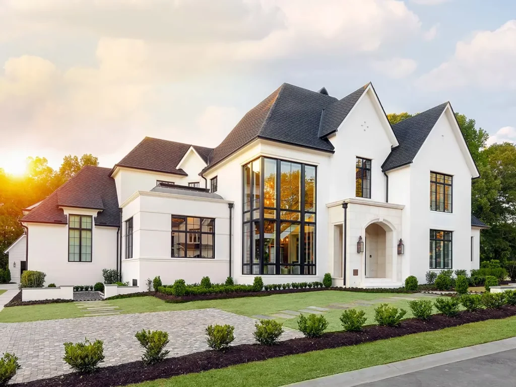 Modern white home featuring custom window replacement in Columbus, OH