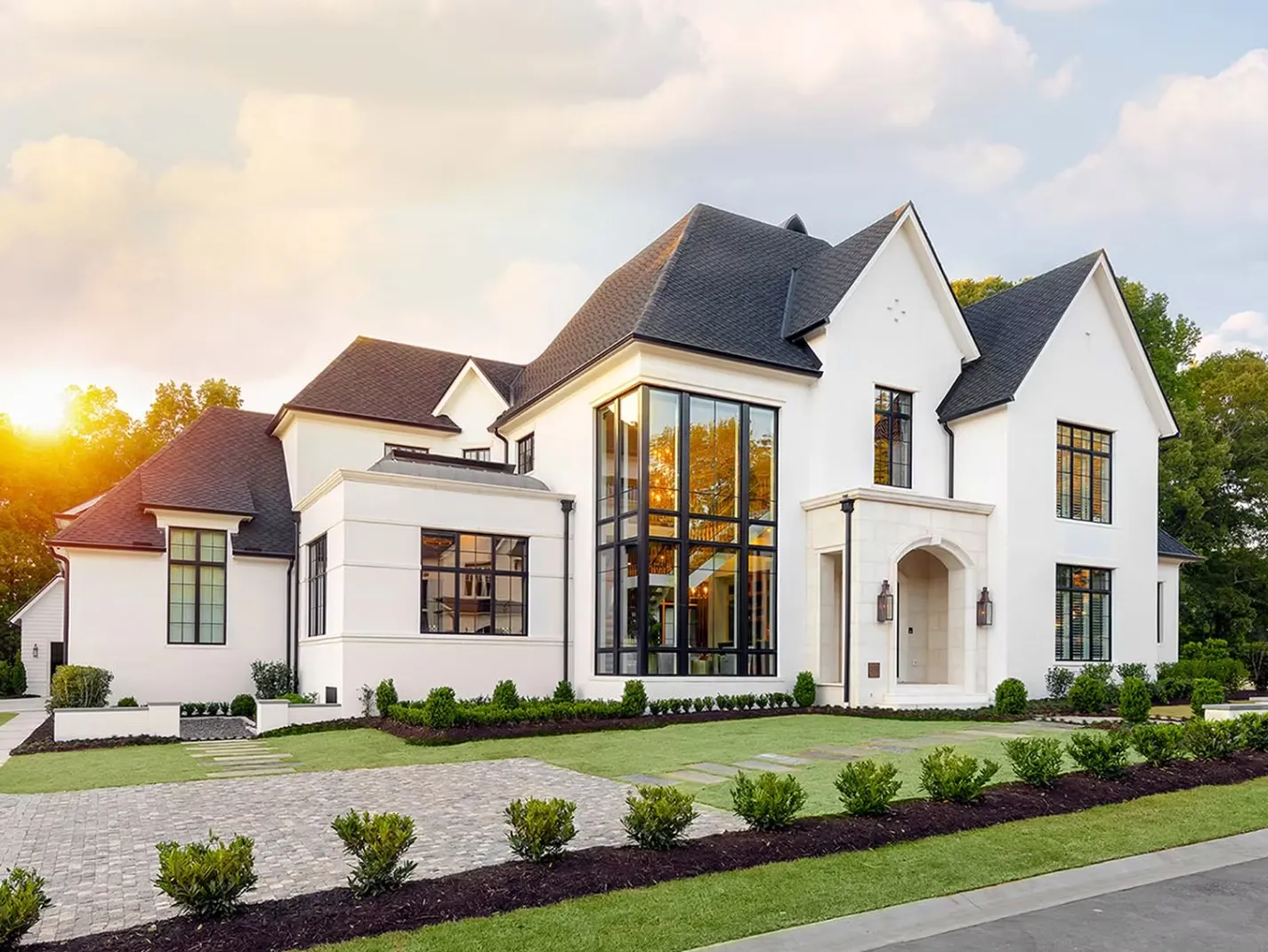 Modern white home featuring custom window replacement in Columbus, OH